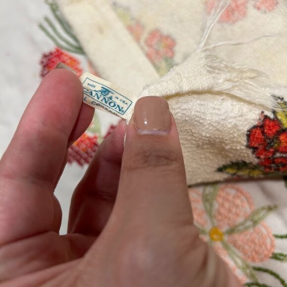 Vintage Cannon Hand Tea Kitchen Towel Geranium Floral Botanical Cottage Retro - Picture 3 of 5